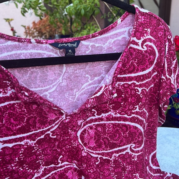 Lucky Brand Pink Floral T-Shirt Dress w/ Pockets - Picture 6 of 9